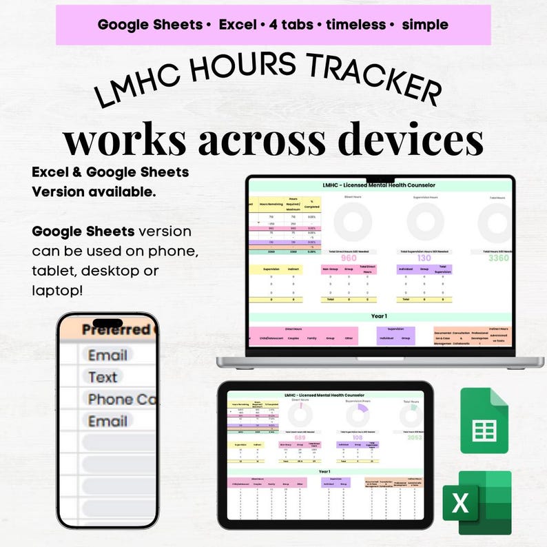 LMHC Hours Log, LMHC License, LMHC Hours Tracker, Lmhc Clinical Hours ...