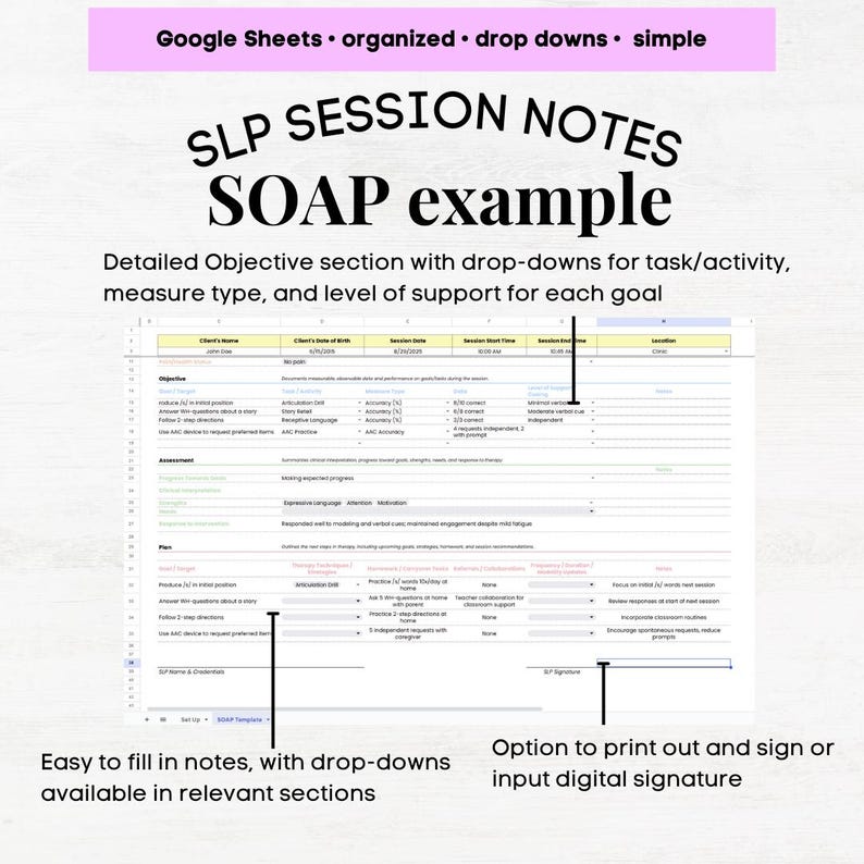 Slp Tools SLP Soap Note Template, Speech Therapy Soap Note Template, Slp Notes ...