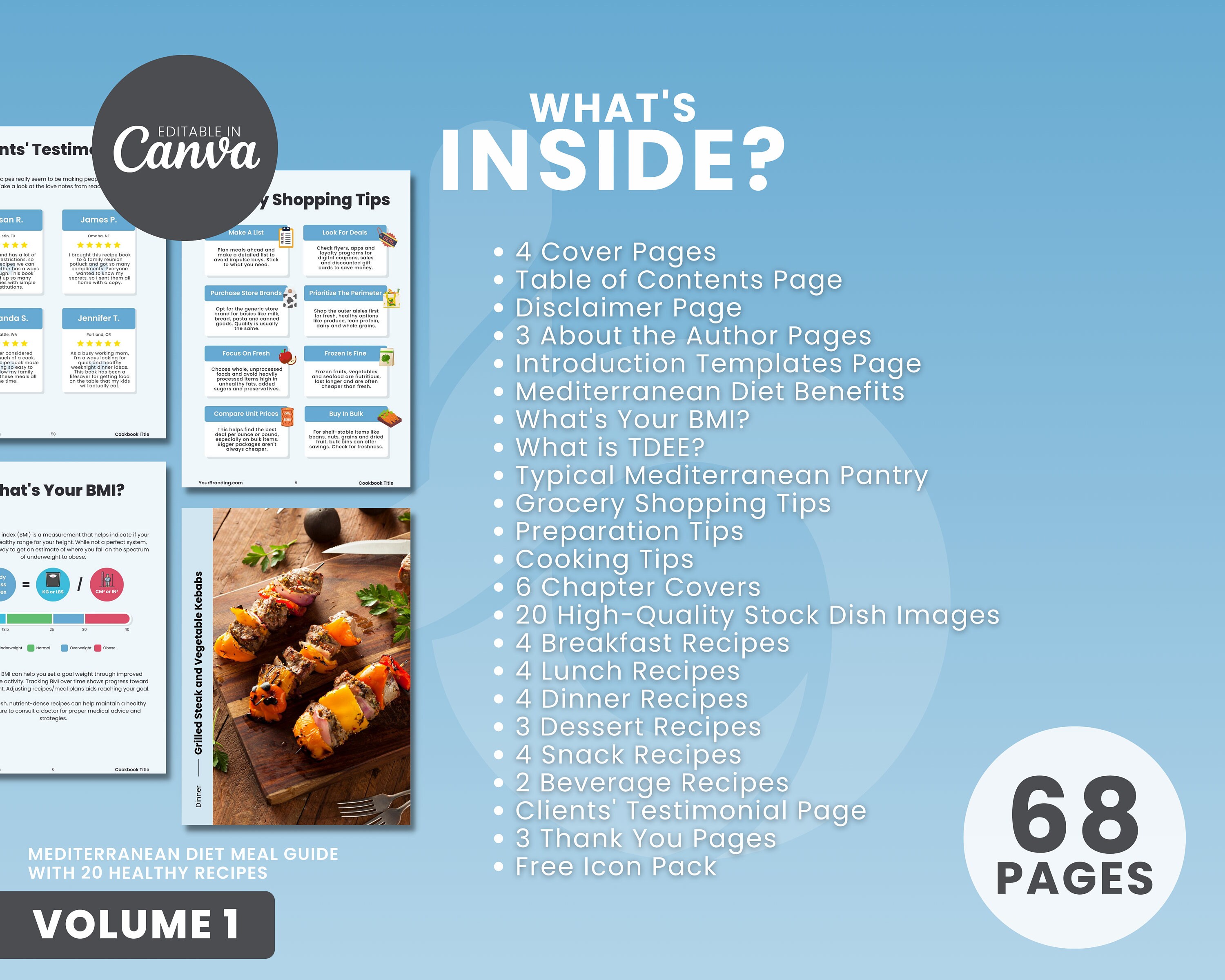 Mediterranean Diet Eating Meal Guide, Easy Healthy Recipes, Canva ...
