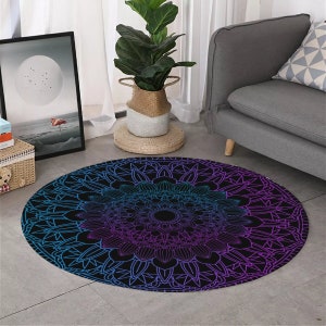 Purple and Blue Mandala Round Area Rug