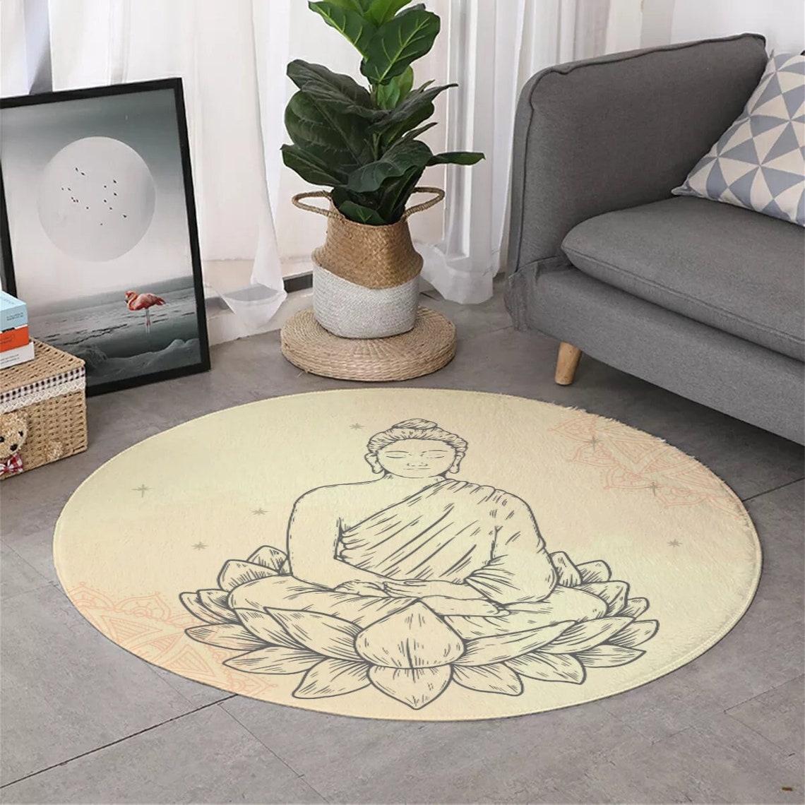 Buddha Meditation Round Area Rug Etsy