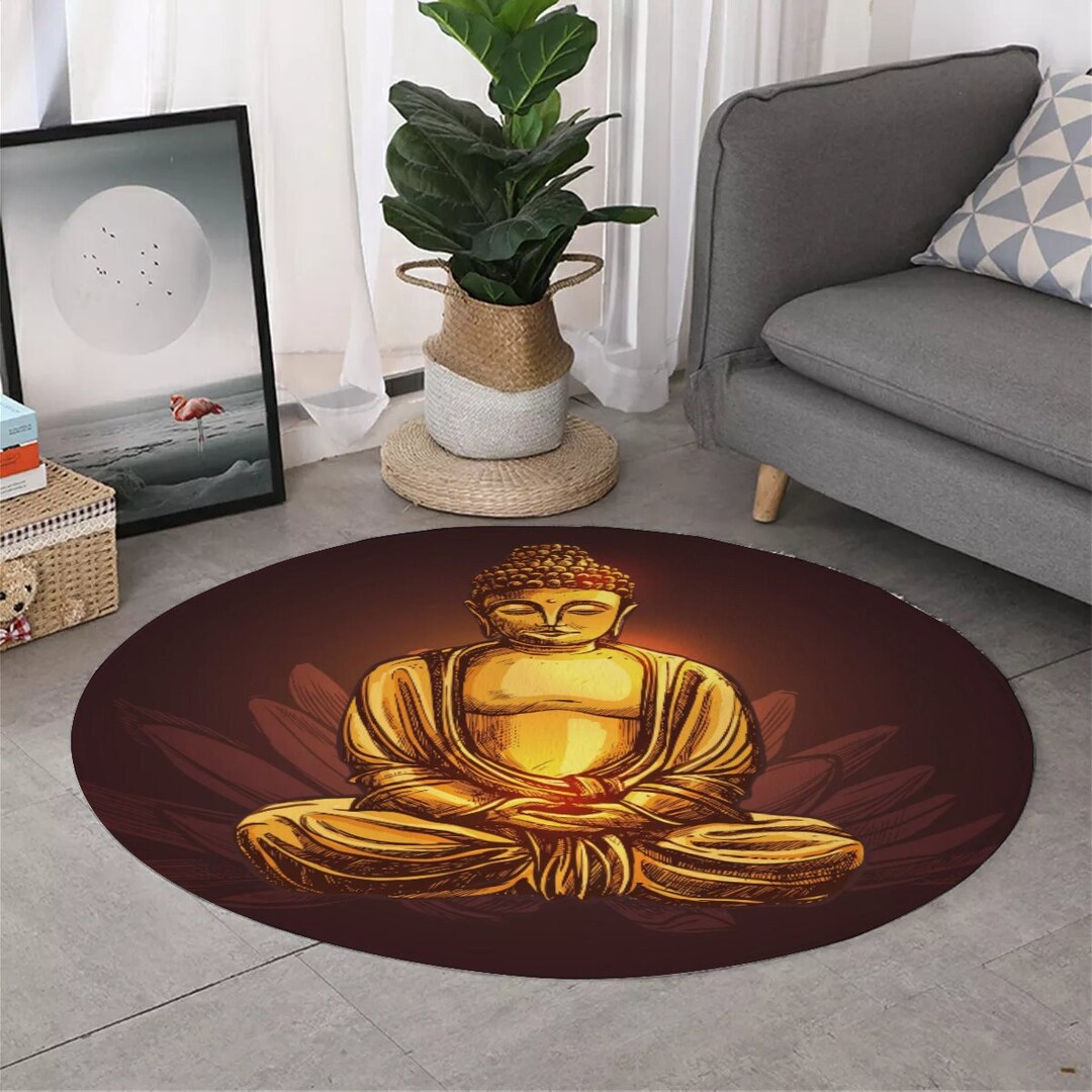 Golden Buddha Meditation Round Area Rug - Etsy