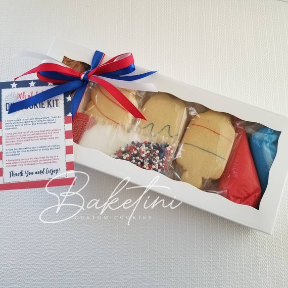 Red Cookie Gift Boxes with Red White Blue Ribbon