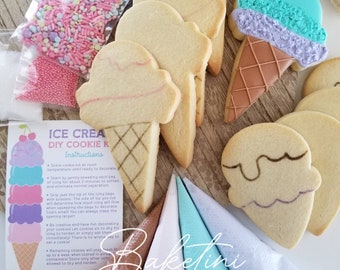 Ice Cream DIY Cookie Kit | Decorate Your Own | Ice Cream Cones Sprinkles Frozen Summer Treats Two Sweet | Fun Activity for Kids