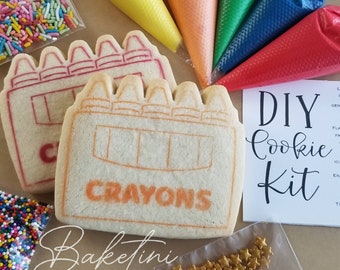 Box of Crayons DIY Cookie Kit | Decorate Your Own Cookies | Back to School Classroom  Activity for Kids Students Teacher | Rainbow Sprinkles