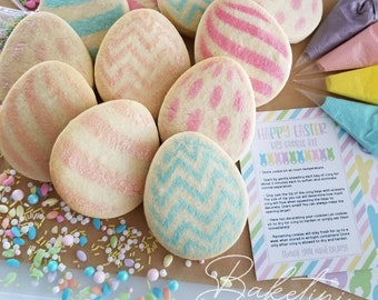 Easter Egg DIY Cookie Kit | Decorate Your Own Sugar Cookies | Pastel Spring Sprinkles Pink Purple Yellow Blue | Craft Fun for Kids Activity