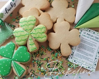 Shamrock DIY Cookie Kit | Decorate Your Own Sugar Cookies | St. Patrick's Day Lucky Charm Clover Green White Gold | Activity Fun with Kids