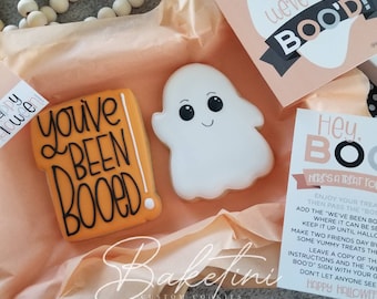 You've Been Booed Halloween Cookies 2pc Gift Box | Boo'd Game Happy Halloween Gift Set | Cute Ghost | Pumpkin Orange | Neighbor Co-worker