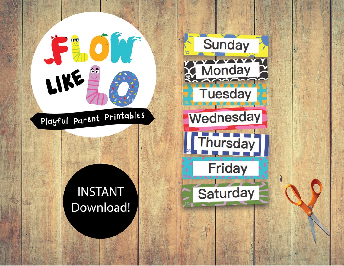 Days of the Week Printable Colorful 7 Printable Days of the - Etsy