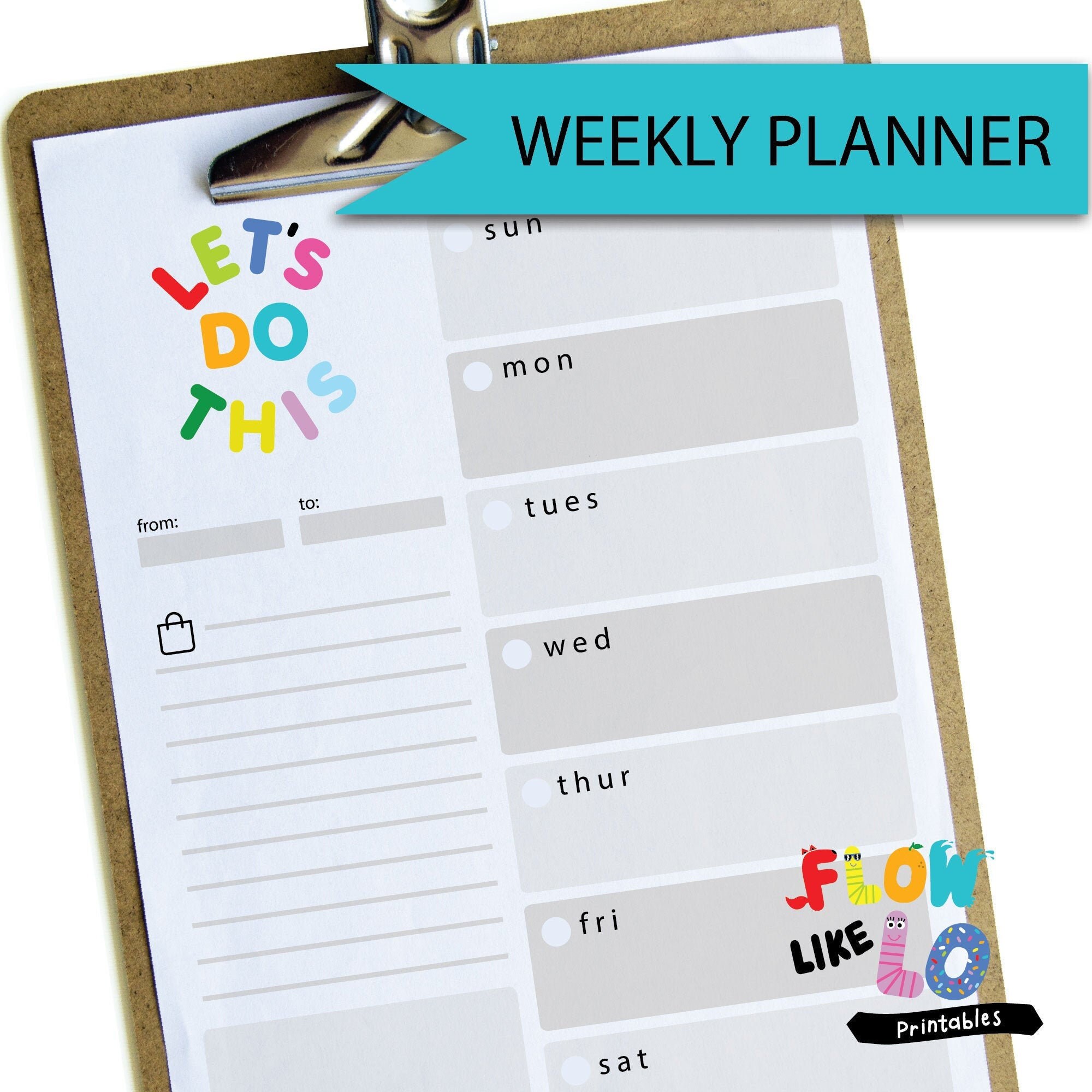 weekly planner printable pdf daily planner kids colorful etsy