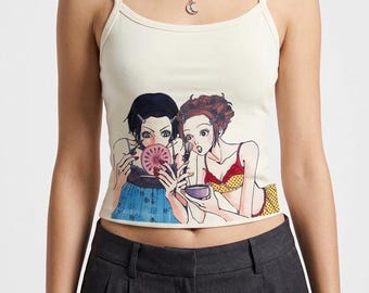 FURCHIN アニメキャラクター タンクトップ y2k Toki Doki Anime Manga Tops Y2K Angelcore Tank Japanese Fashion