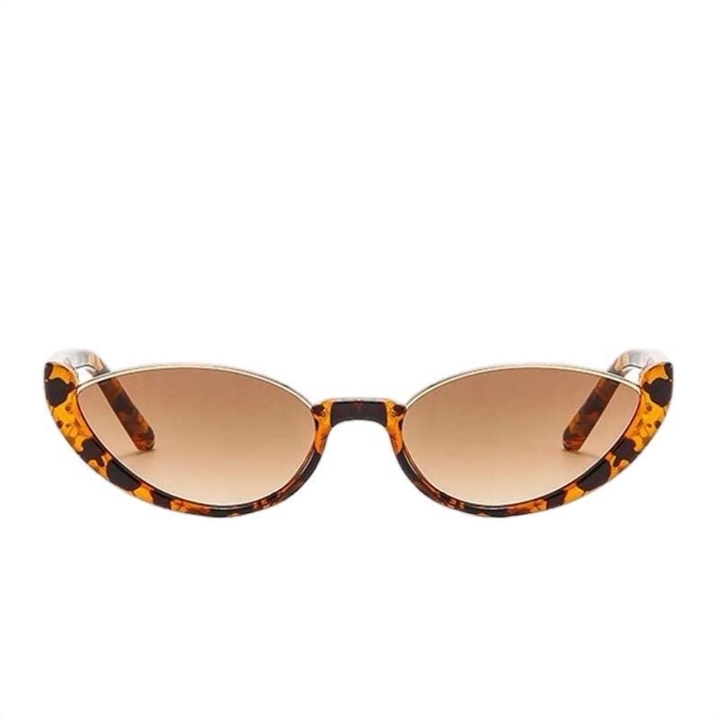 Leopard Print Cat Eye Half-rim Gold Oval Sunglasses - Etsy display picture 3