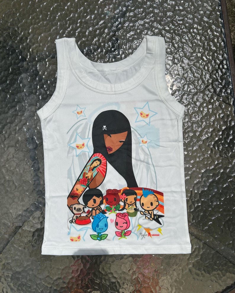 Toki Doki Anime Manga Toppar Y2K Angelcore Linne Japanskt Mode Streetwear Harajuku Ribbad Grafisk T-shirt Hela Längd Skjorta Breda Remmar Tokidoki bild 2