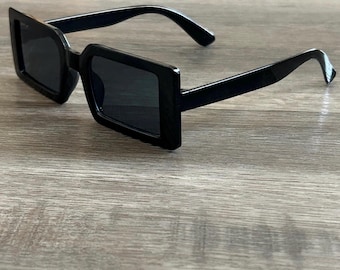 Gafas de sol cuadradas negras de estilo vintage, protección UV400.