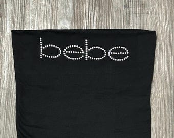 Bebe Crop-Tops TubeTop Rhinestones with BEBE Logo Spanx Sexy Elegant Tube Top
