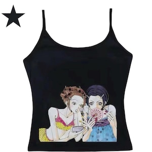 Women’s Black Nana & Hachi Anime Vintage Tank Top Nana and Hachi Anime Black Cream Tshirt Tee