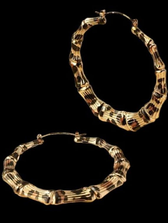 Fashionable Bamboo Joint Design Hoop Earrings, Fashion Leopard Jewelry