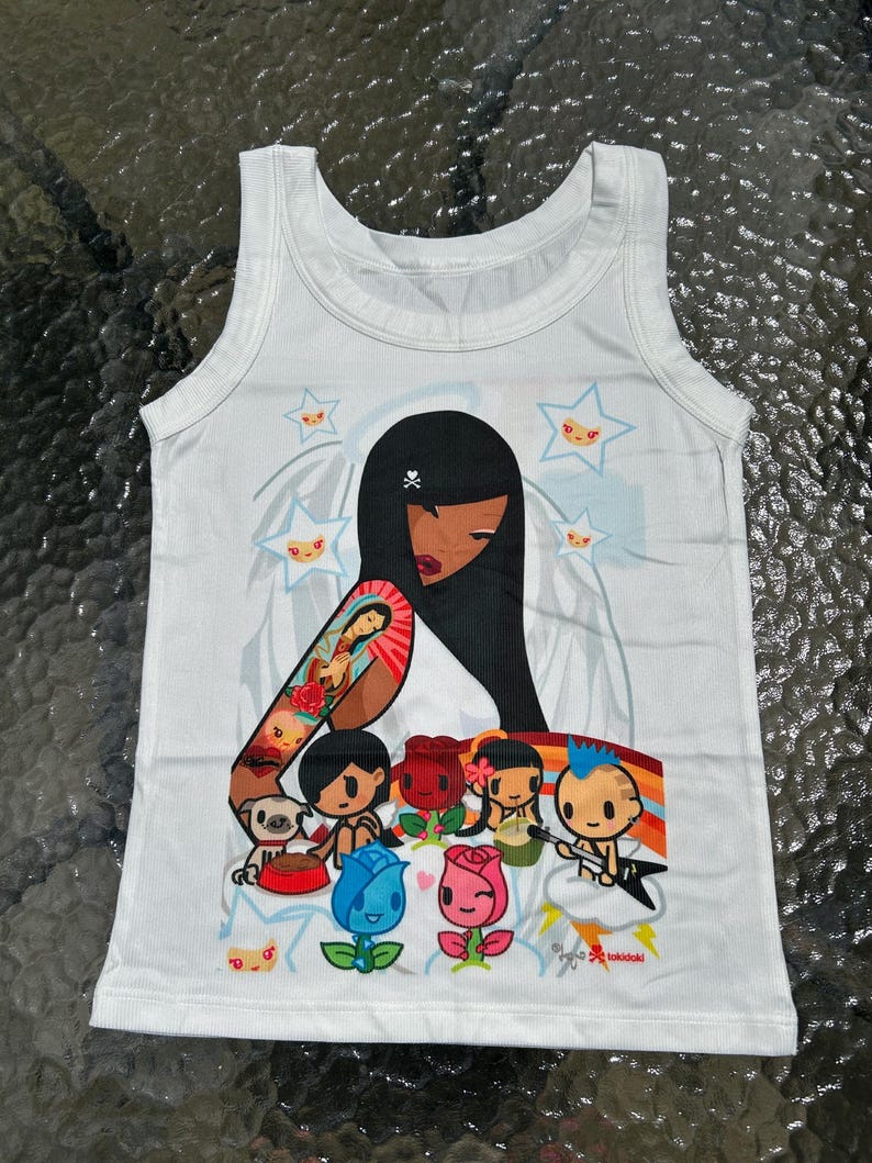 Toki Doki Anime Manga Toppar Y2K Angelcore Linne Japanskt Mode Streetwear Harajuku Ribbad Grafisk T-shirt Hela Längd Skjorta Breda Remmar Tokidoki bild 3