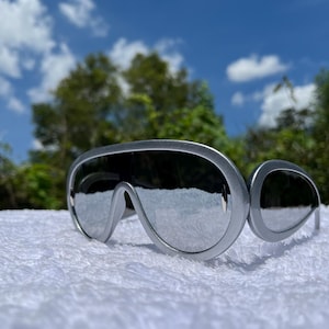 Gray Acetate oversized aviator sunglasses Loewe feat sleek design Silver Chrome