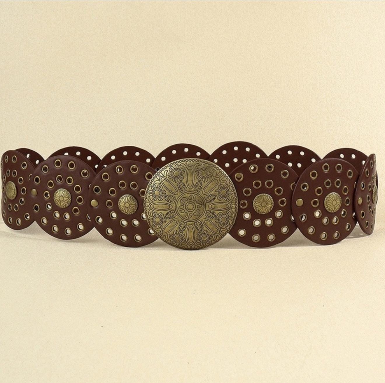 Concho Disc Belt XZQTIVE Western Leather Belt For Women  display picture 1