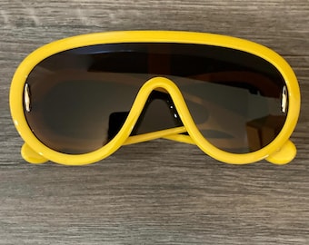 Gelb Acetat Spiegel Schild Übergroße Sonnenbrille Neongelb Shades