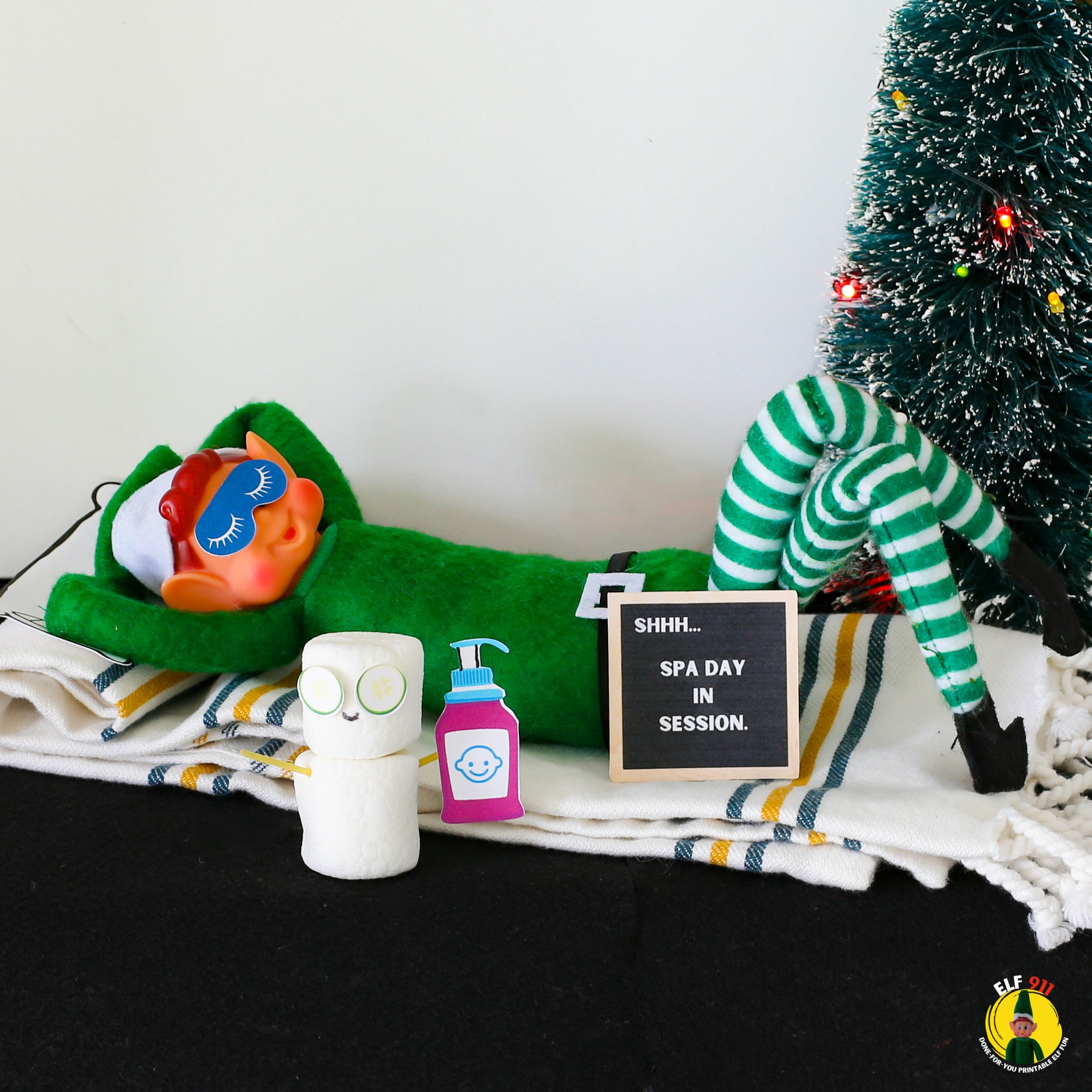 elf 911 spa day printable set - etsy australia