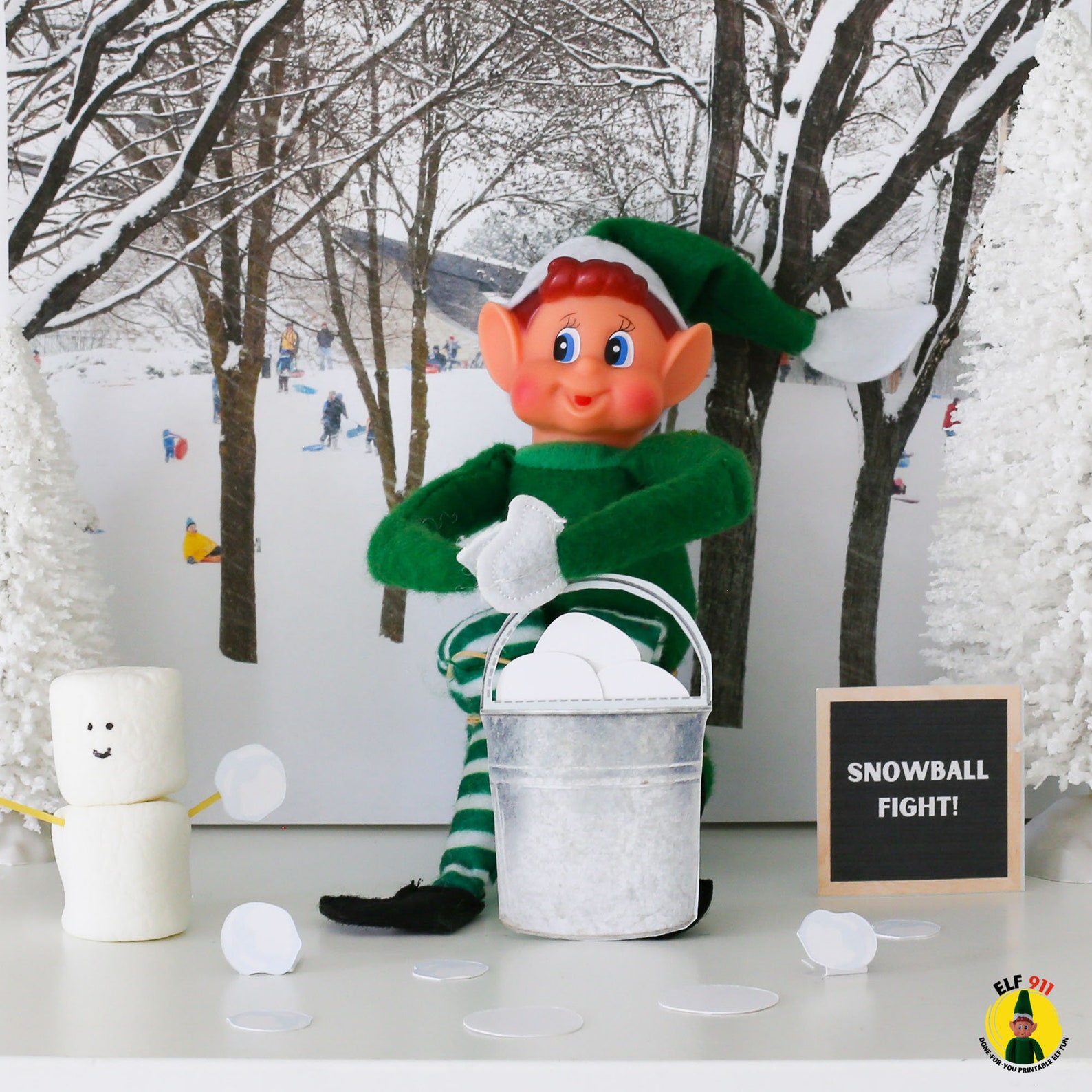 Elf 911 Printable Snowball Fight Set - Etsy