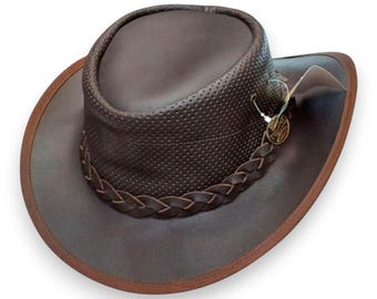 Handmade Cowhide Leather Cowboy Hat: Western Style, Adjustable Fit