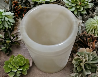 Handmade Onyx Stone Jar: Refillable Candle Holder, Unique Decor