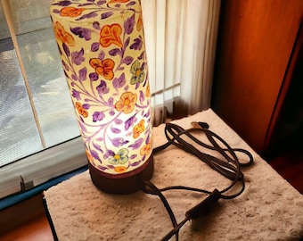 Camel Skin Leather Lamp: Handmade Floral Accent Lighting