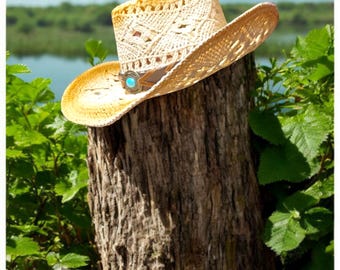 Straw Cowboy Hat: Unisex Western Style Sun Protection