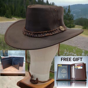 Cowboy Hat - Cow Leather Legacy Unisex Handmade Western Hat, Durable & Stylish, Adjustable Fit, Free Wallet Gift