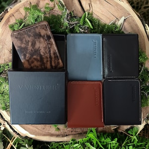 Cartera de piel de vaca de grano completo para hombre / Cartera con bloqueo RFID hecha a mano / Diseño delgado clásico y calidad duradera