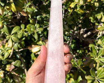 Rose Quartz Tower | 10 inch Tower | Rose Quartz Crystal | Rose Quartz Carving