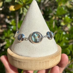 Abalone Adjustable Bracelet | Sterling Silver 925 Abalone Bracelet | Abalone Jewelry