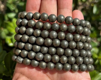 8mm Pyrite Bracelets | Pyrite Jewelry | Natural Pyrite Beads | Gift for him | Gift for her