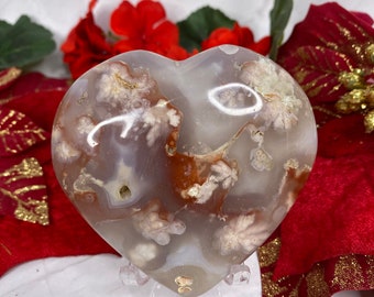 Flower Agate Heart, Crystal for transformation