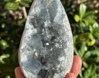 Blue Celestite Egg | Druzy Celestite Egg | Celestite Crystal | Large Celestite Egg | 2 Pound Celestite