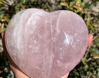 Corazón de cuarzo rosa XXL / Corazón de cuarzo rosa / Talla de cuarzo rosa / Cristal de cuarzo rosa / Corazón de cuarzo rosa llamativo / Cuarzo rosa de 3 libras