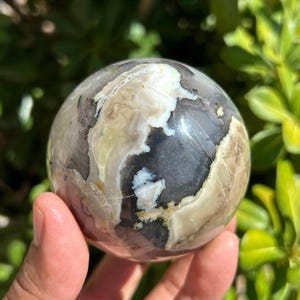 Volcano Agate Sphere | UV Reactive Sphere | Large Volcano Agate | Volcano Agate Crystal | No.3