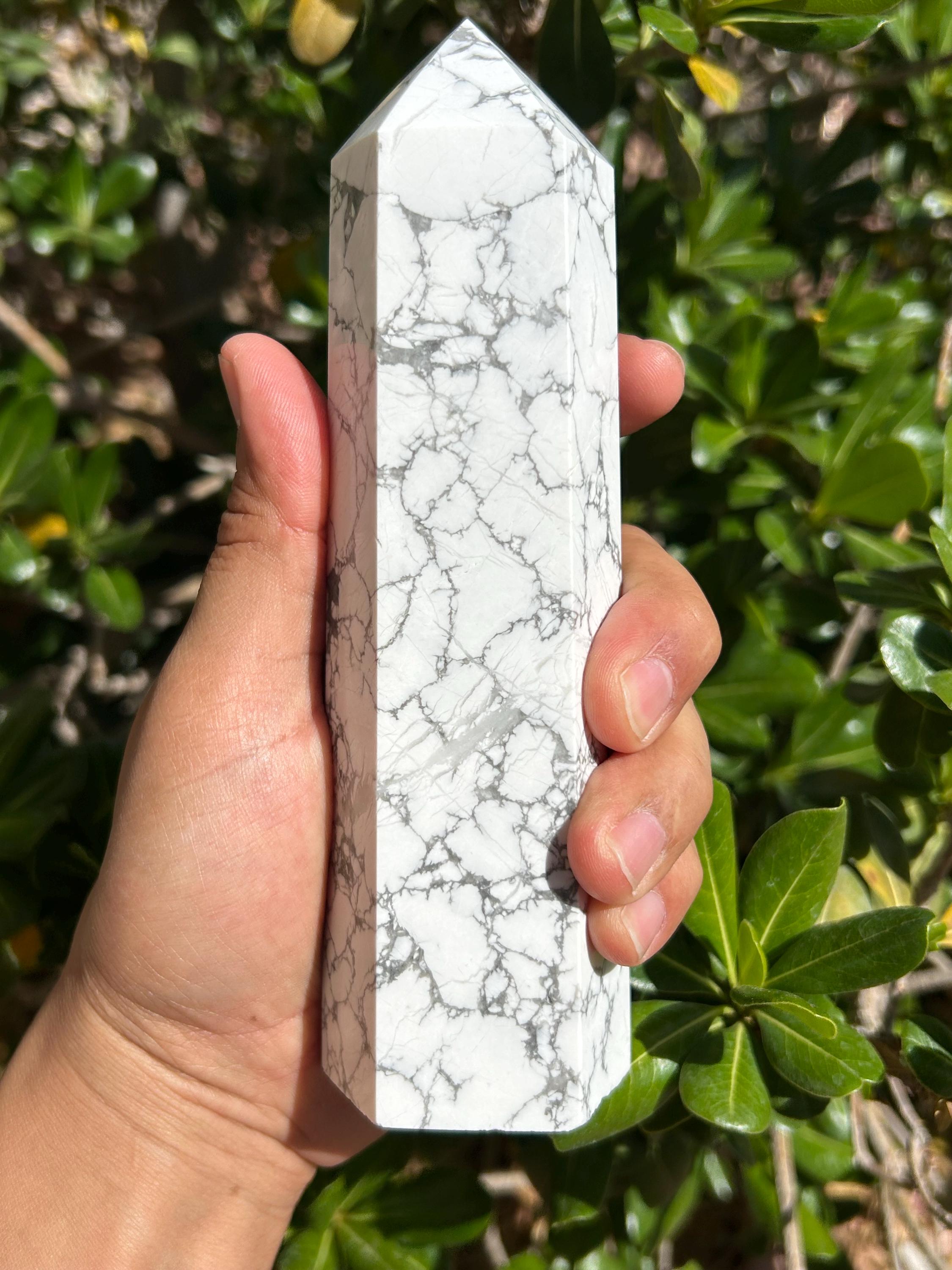 Howlite Tower | 6 1/2 inch Tower | 1 Pound 5 ounces Tower | Howlite Crystal | Howlite Carving | No. 1