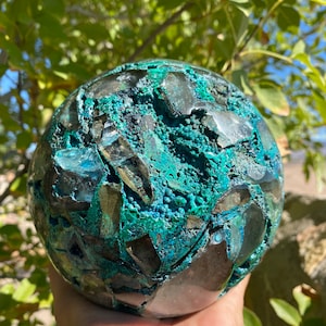 8 Pound Gorgeous Quantum Quattro Sphere, High Quality Quantum Quattro, Malachite,Shattuckite Chrysocolla,Dioptase