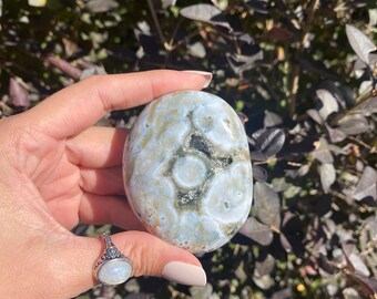 8th Vein Ocean Jasper Palm Stone, OJ Palm stone, High Grade Ocean Jasper