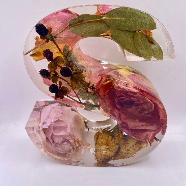 Custom wedding bouquet preservation, Large  initial with flowers, Keepsake floral letters, Bridal bouquet in resin, Bridal add on.