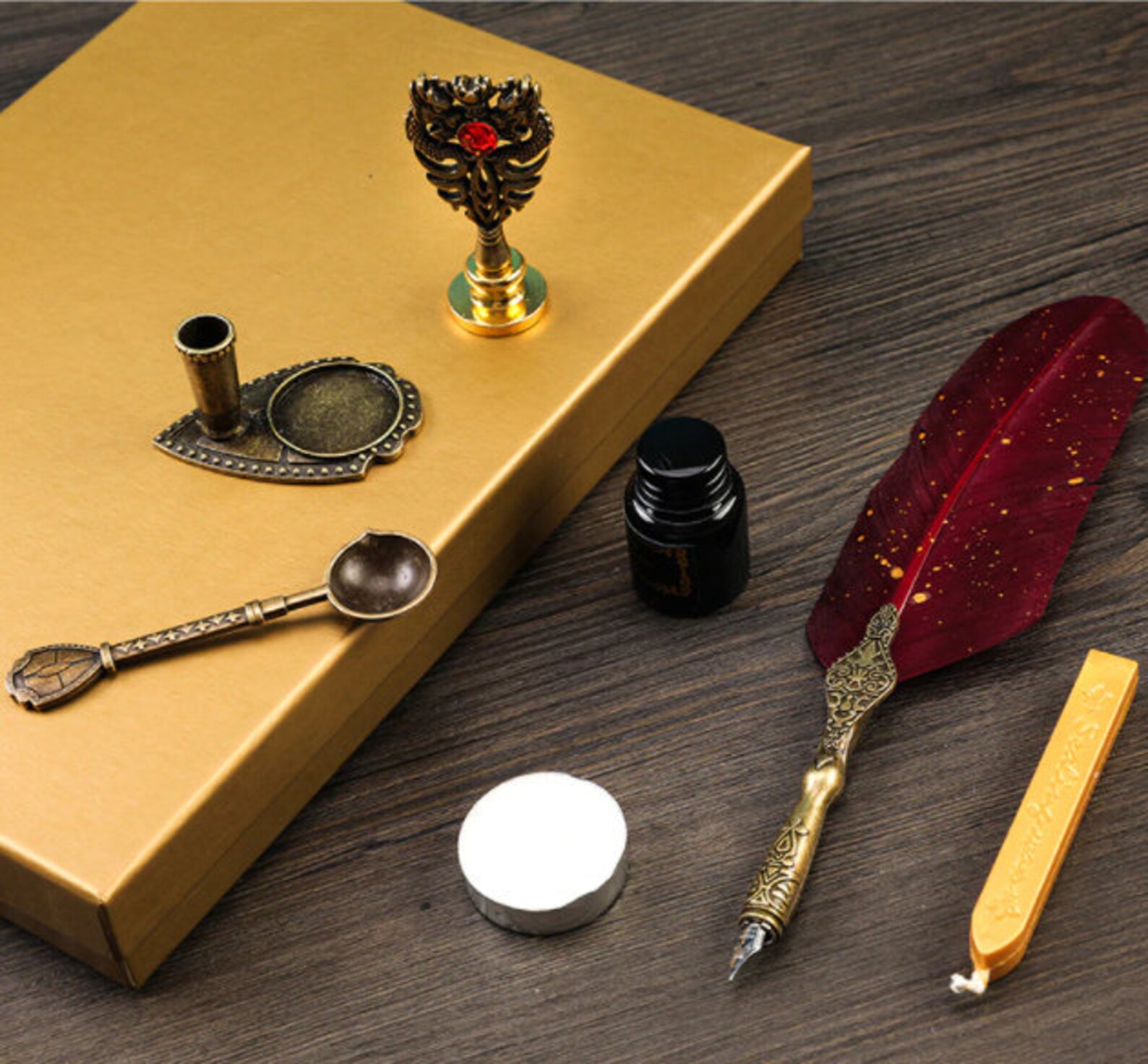 Luxury Fountain Pen Set Vintage Sprinkling Gold Feather Pen Etsy