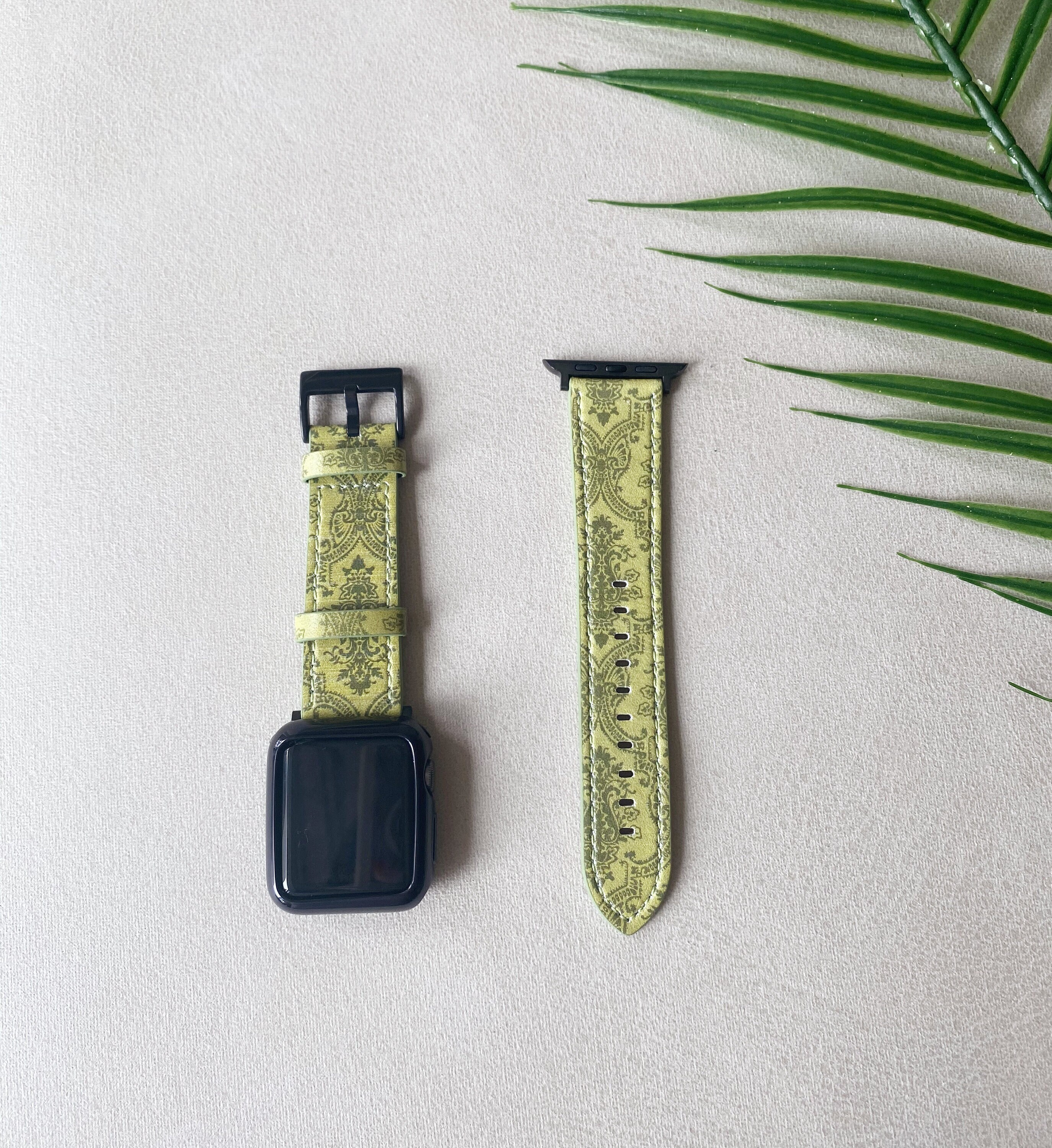 Green Apple Watch Band Leather Apple Watch Strap 38mm 40mm Etsy