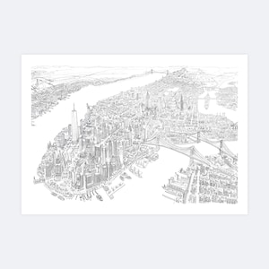 New York City Detailzeichnung Kunstdruck, Poster, A3 - 42 cm x 29,7 (16,5 x 11,7 in)
