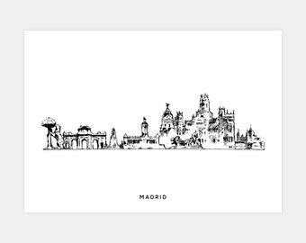 Madrid Print Skyline Wand Kunst Minimalistisches Poster