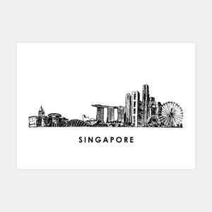 Póster del horizonte de la ciudad con impresión de Singapur Lámina artística