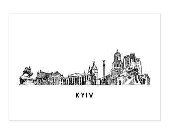 Kyiv Print, Kyiv Poster,Kyiv Ukraine Wall Art City Skyline Print